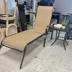 Black 2-Piece Metal Outdoor Chaise