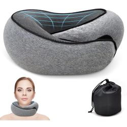 Travel Neck Pillow for Airplanes – 100% Memory Foam, 360° Head Support, Breathable & Washable Cover, Compact for Travel, Car & Flights 