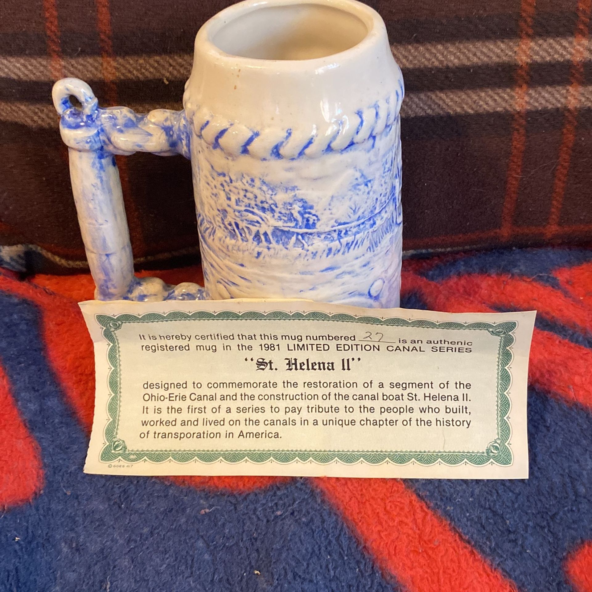 1981 Limited Edition Canal Series Mug w/ Cert