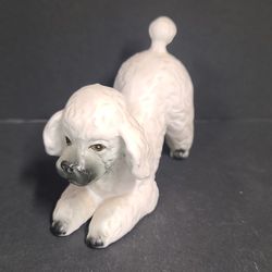 Vintage Bone China White Poodle Dog Figurine 