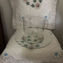 Trifle Container And Platter Clear Glass