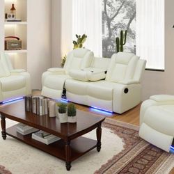 FREE DELIVERY — Brand new 3PC POWER, USB, LED Reclining Sofa Loveseat Chair 