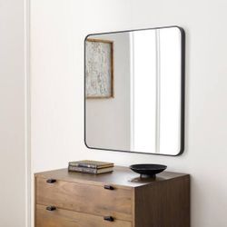 Aranya 23.62 in. x 23.62 in. Black Framed Decorative Mirror