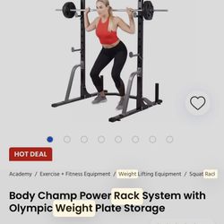 Body Champ Power Rack System With Olympic Weight Plate Storage