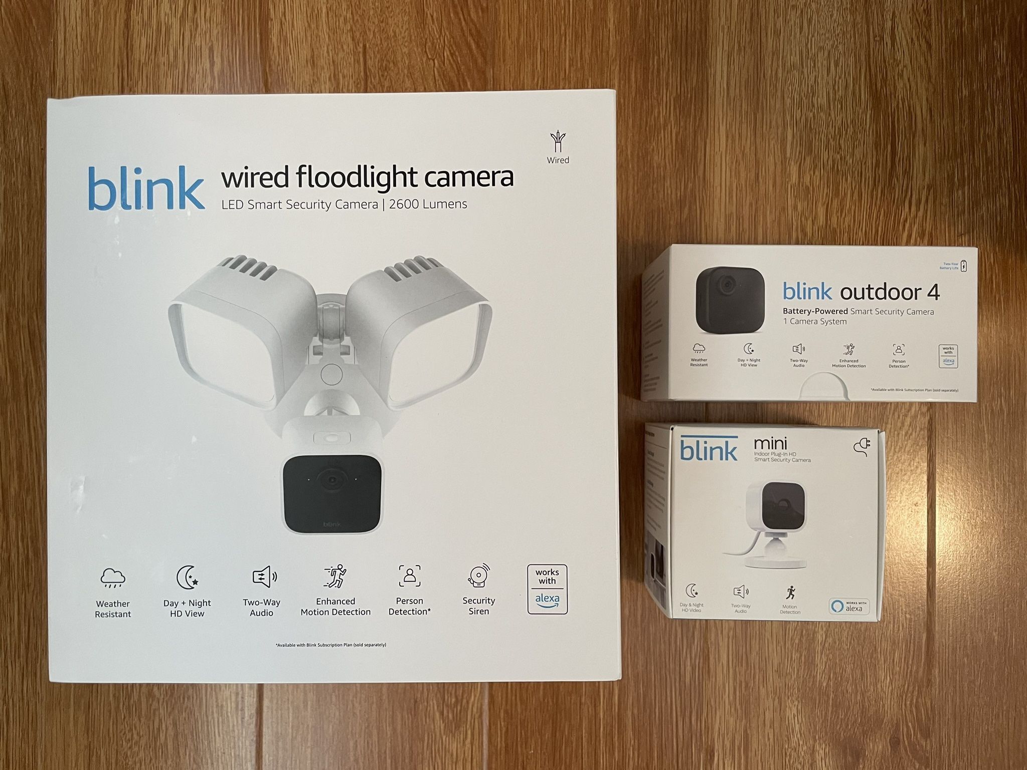 Blink Wired Floodlight Camera - Smart security camera, 2600 lumens, HD live view, enhanced motion detection, built-in siren, Works with Alexa