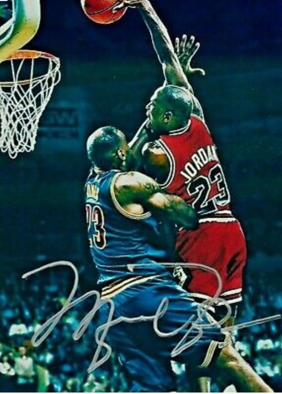 MICHAEL JORDAN AUTOGRAPHED 8x10 PHOTO WITH TICKET STUB MATTED ON WHITE