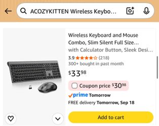 ACOZYKITTEN Wireless Keyboard And Mouse Combo - Grey