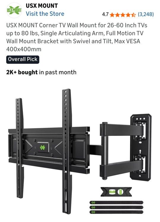 New USX MOUNT Corner TV Wall Mount for 26-60