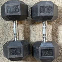 50 lb Rubber Hex Dumbbell 