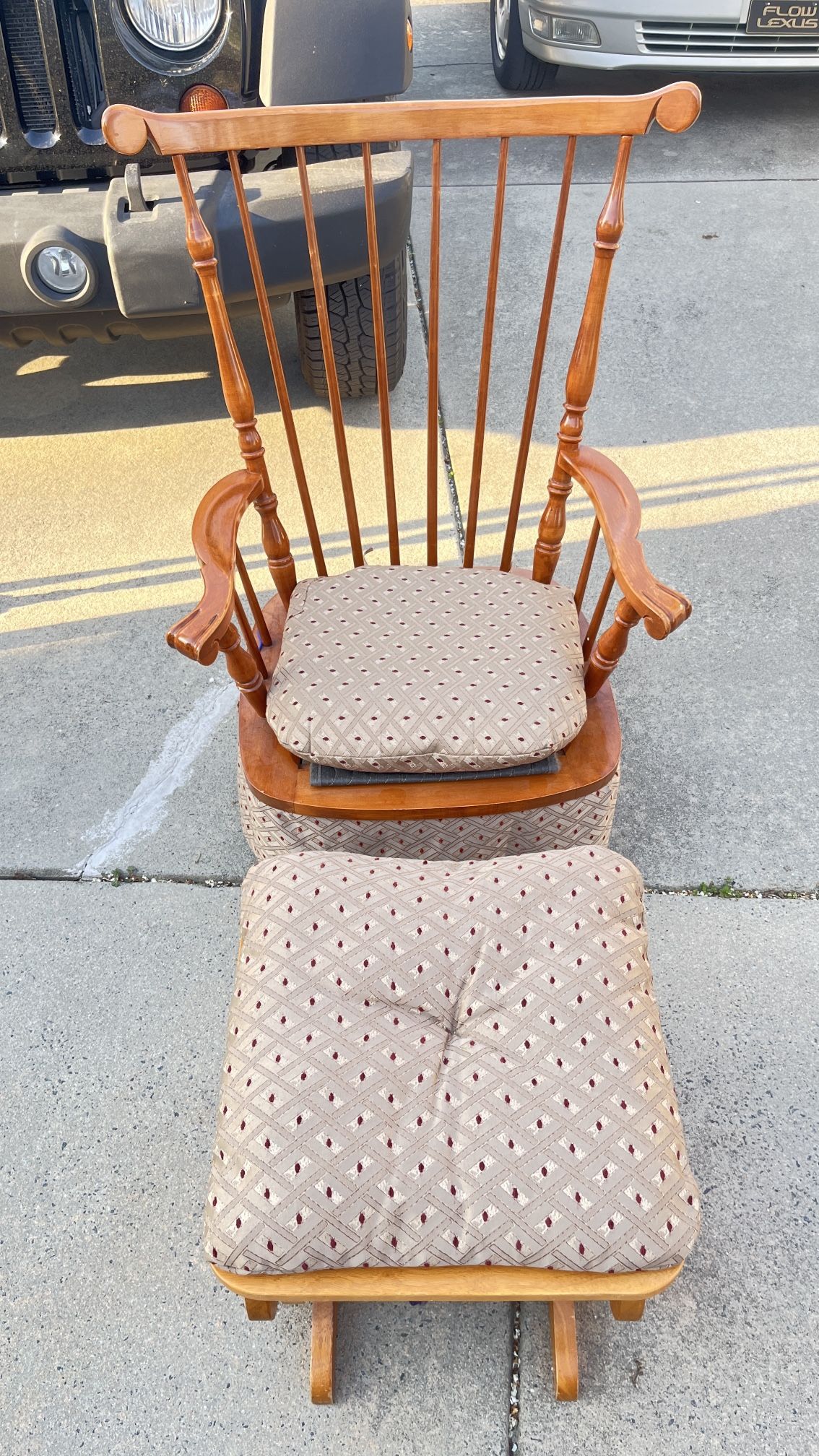 Vintage Rocking chair And Rocking Foot Stool