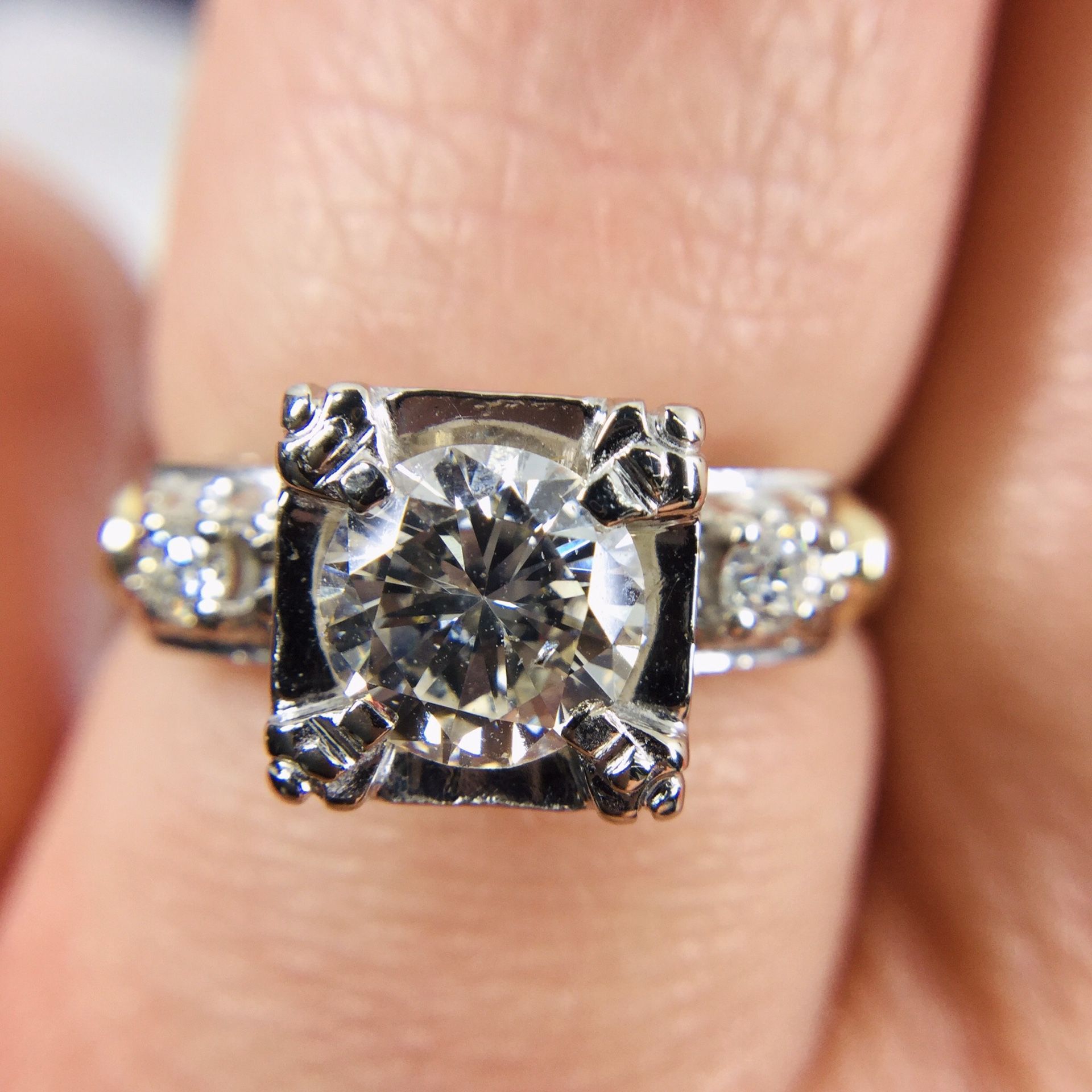 Vintage 14KYG Diamond Engagement Ring