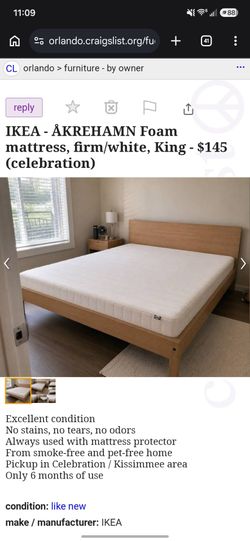 IKEA - ÅKREHAMN Foam mattress, firm/white, King - $145 (celebration)