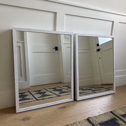 Twin Bathroom Vanity Mirrors (white washed wood frame) - perfect condition