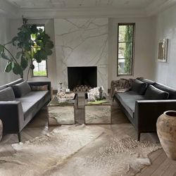 2 gray couches matching set