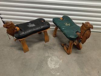 Vintage 60's Handmade Turkish camel saddle stools