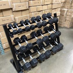 WEIGHTS/ DUMBBELLS/ BRAND NEW/ RUBBER HEX DUMBBELLS 