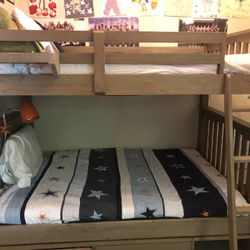 Double over double bunk beds -like new - moving - grey barnwood