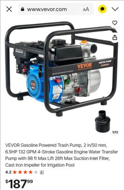 VEVOR Gasoline Powered Trash Water Pump