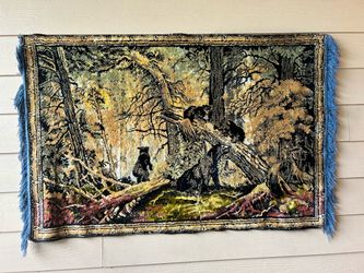 Cabin themed wall fabric art