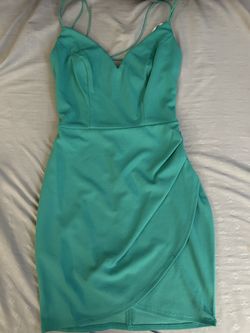 Teal Spaghetti Strap Short Dress