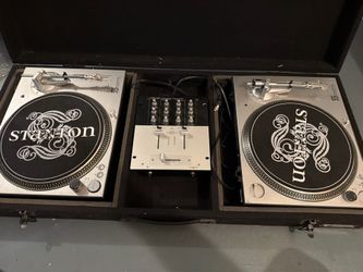 Stanton STR8-60 DJ Turntable Setup – 2x STR8-60s + SMX-201 Mixer + Road Case | As-Is