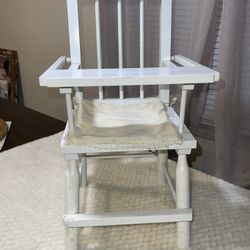 Vintage White Wooden Toy Doll High Chair