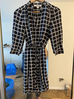 DVF Black And White Checkered Shirt Dress
