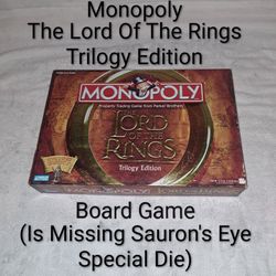 Monopoly The Lord Of The Rings Trilogy Edition Board Game In Excellent New Condition (Is Complete Except For Sauron's Eye Special Die)