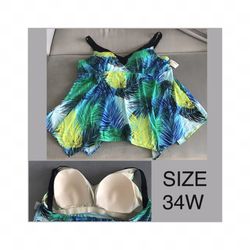 New Catherines Beach Bikini Top Tunic Tankini Women’s Size 34W 5X