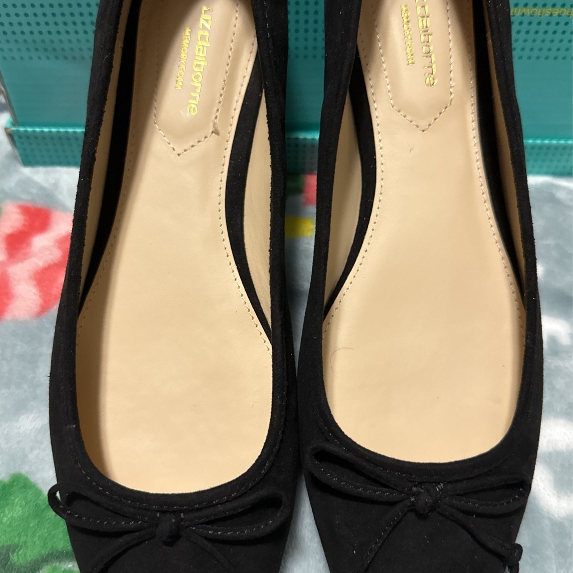 Liz Claiborne Memory foam Black Suede Slip On Dress Shoes