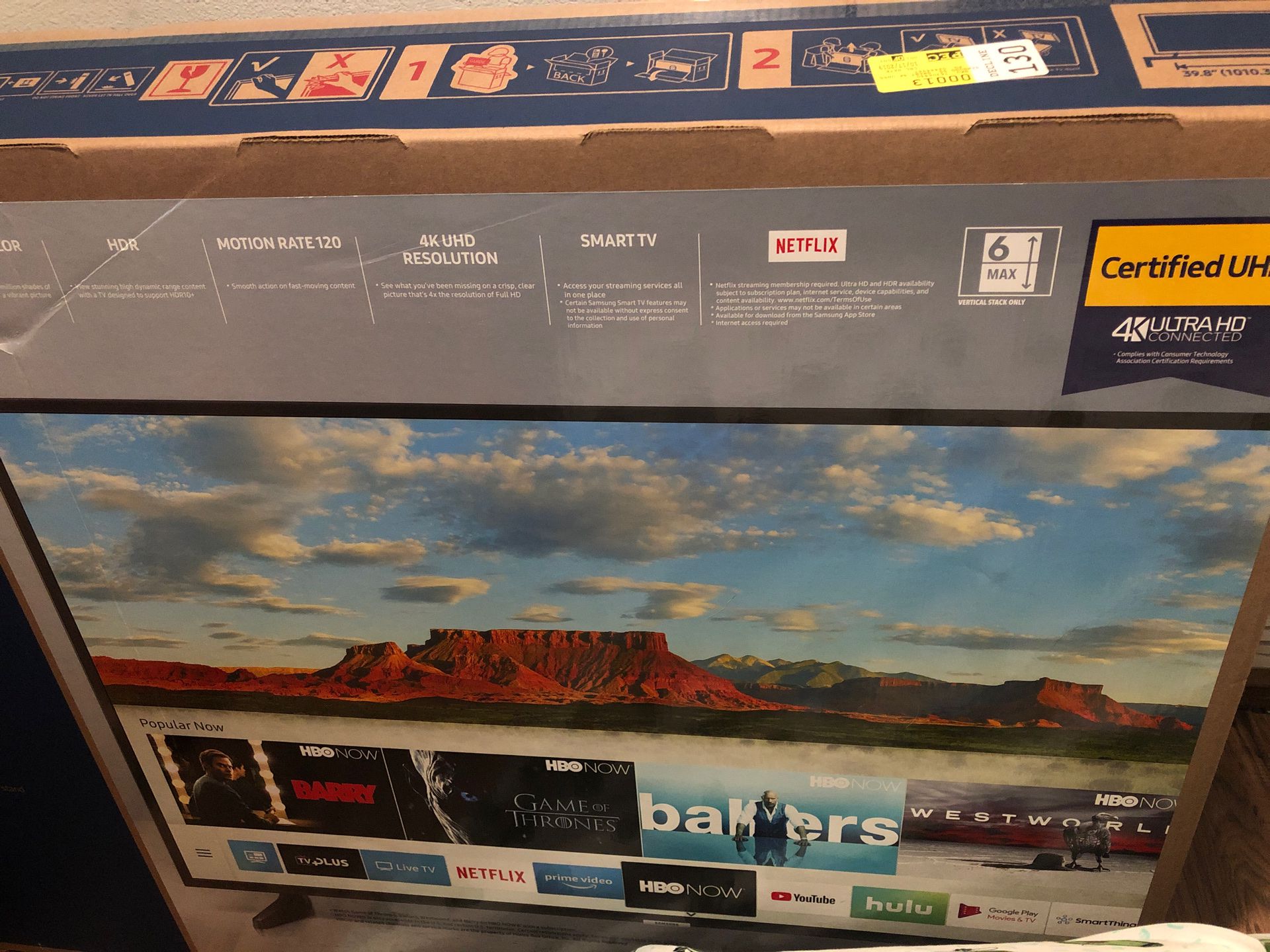 55 inch Samsung smart tv only taken out of the box to see what the picture looked like.. basically brand new
