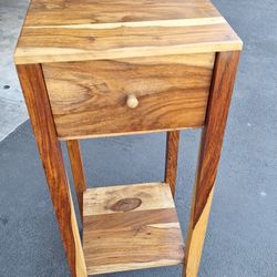 Tall Wood Side Table With Drawer 