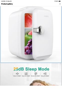 Mini Fridge, 4 Liter/6 Can Portable Cooler and Warmer Personal Refrigerator for Skin Care, Cosmetics, Beverage, Food,Great for Bedroom, Offic