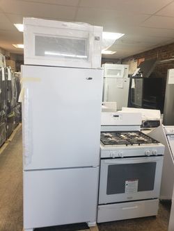 whirlpool set new open box warranty new side 30 botton freezer fridge...