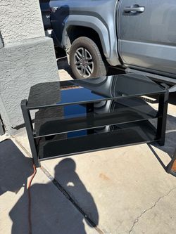 3-Tier Black Glass TV Stand