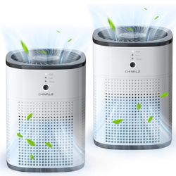 2 Pack Air Purifiers for Bedroom, Air Purifiers for Home Bedroom, Quiet Air Cleaner with 24dB Sleep Mode, True HEPA Filter for Pet, White & Black