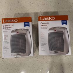 NEW Set of 2 Mini Lasko Space Heaters (Unopened)