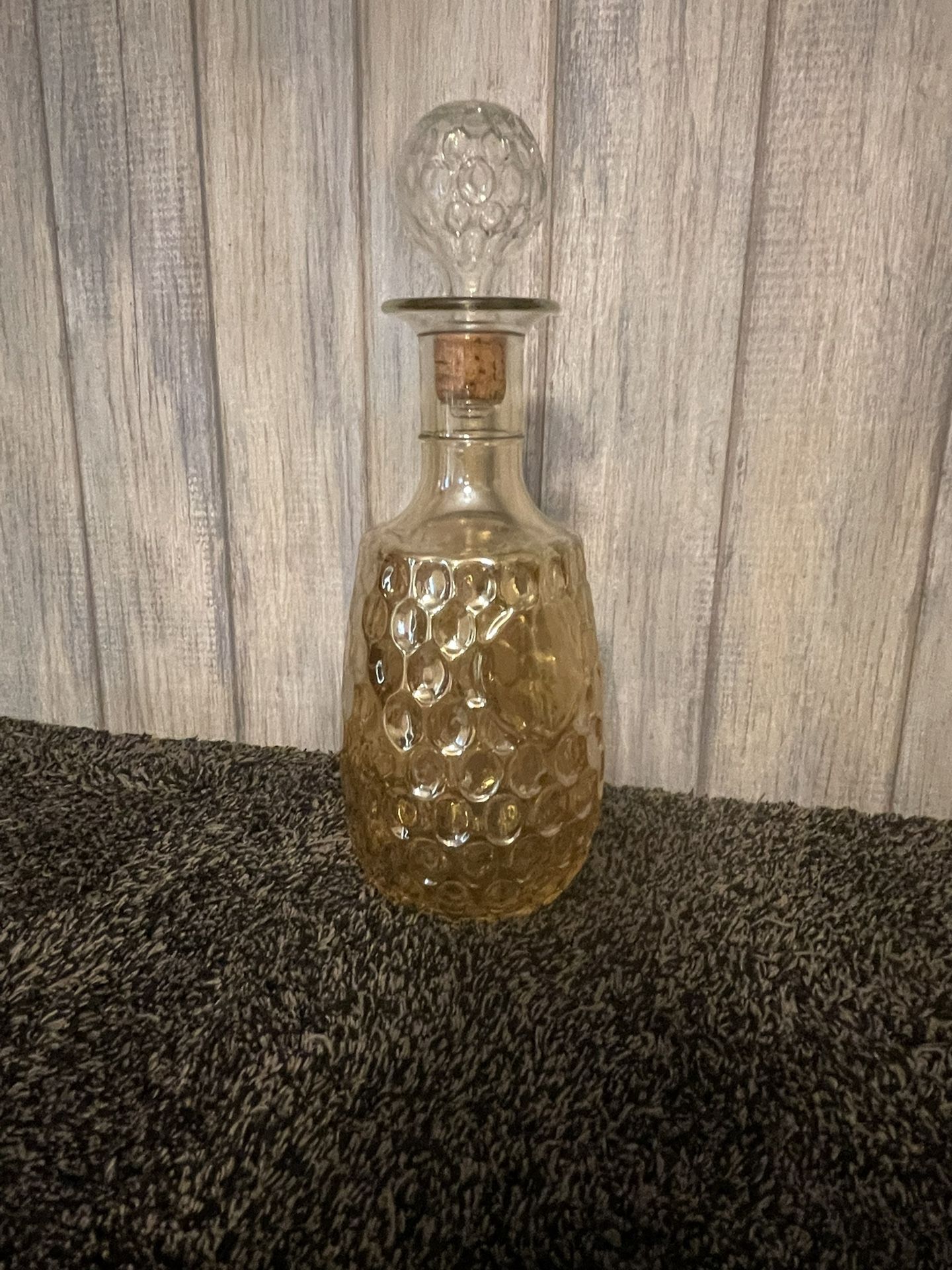 vintage Old Forester Marigold Thumbprint glass decanter.