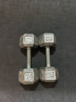 25 lb Cast Iron Hex Dumbbells Pair