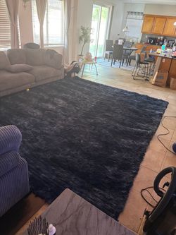 10x13 Carpet Rug blue furry