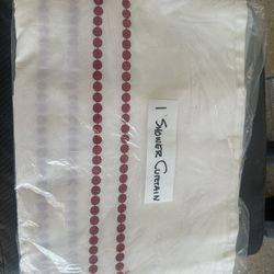 Beautiful red and white shower curtain/red dots