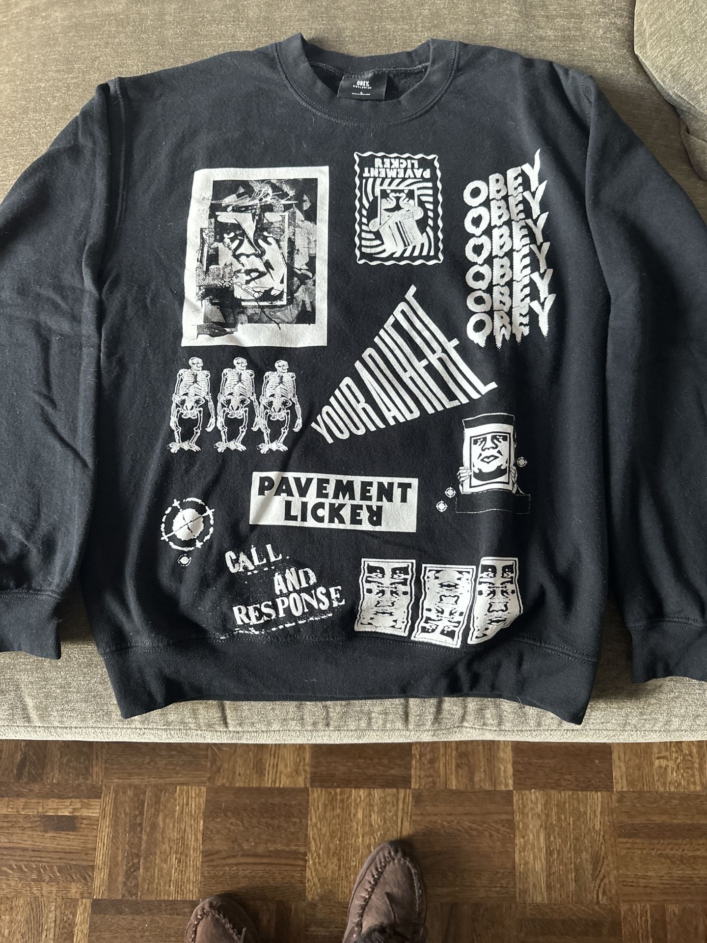 Obey Black Crew Neck Graphic Designs