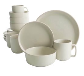 Gibson Home Zuma 16 Piece Round Kitchen Dinnerware Set, Dishes, Plates, Bowls, Mugs, Service For 4,