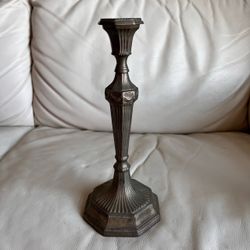Neo-Classical Style Metal Candlestick Holder in Antique Silver