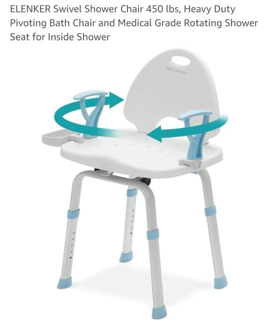 ELENKER Swivel Shower Chair For Inside Shower, Adjustable