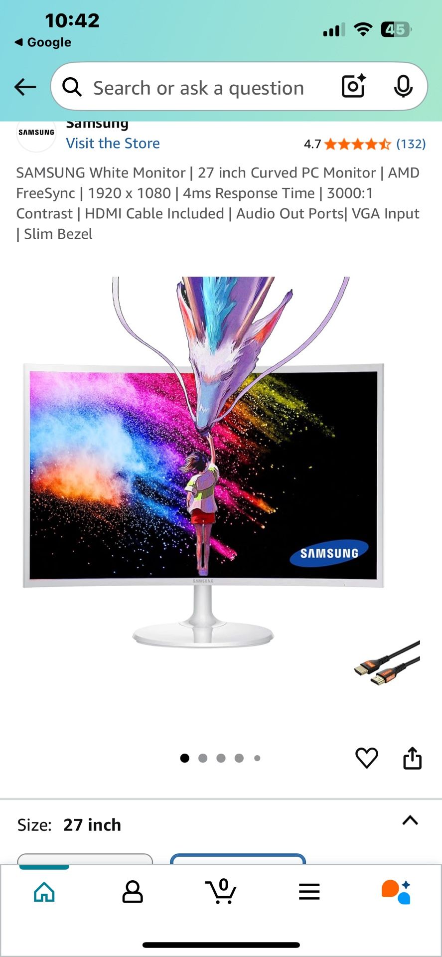 Samsung 27’ White Monitor