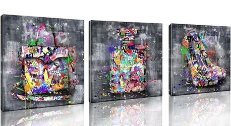 3 Piece Wall-Art For Bedroom Fashion Wall Decor Living Room Graffiti Designer