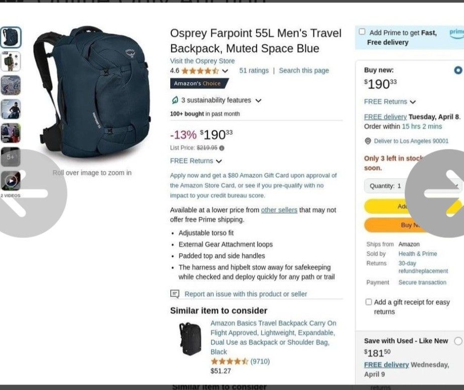 Osprey Farpoint 55L Men's Backpack