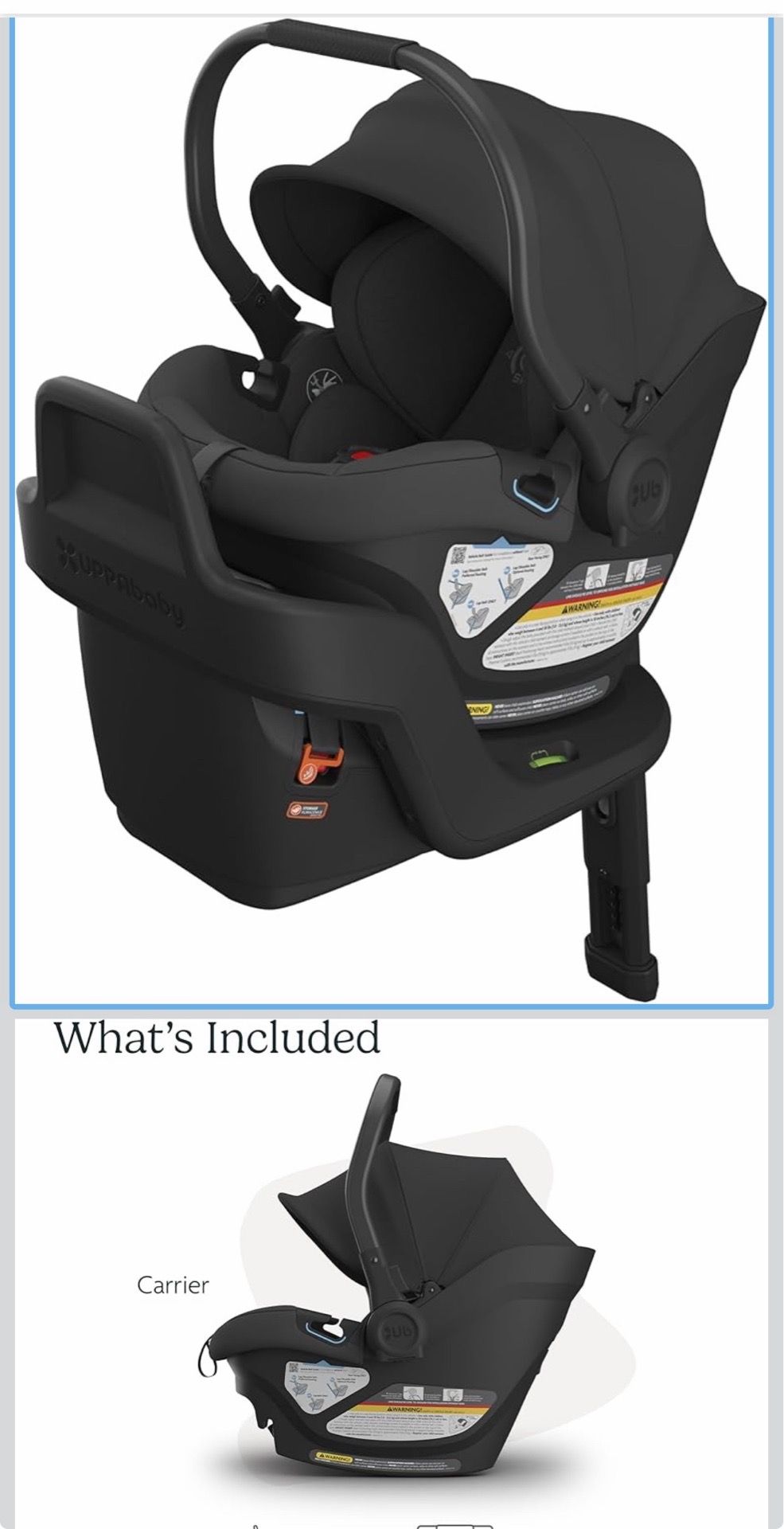 UPPAbaby Aria Lightweight Infant Car Seat/Just Under 6 lbs for Easy Portability/Base with Load Leg + Infant Insert Included/Direct Stroller Attachment