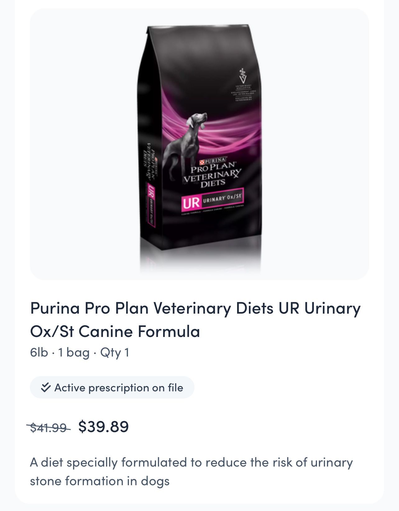 Purina Pro Vet Diet - Urinary Ox/St Dog Food